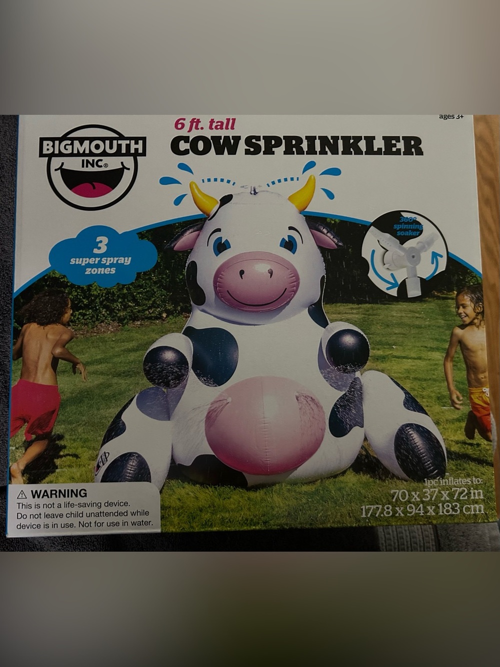 Summer 6ft Cow water sprinkler 3 spray zones pet/smoke free home open to offers